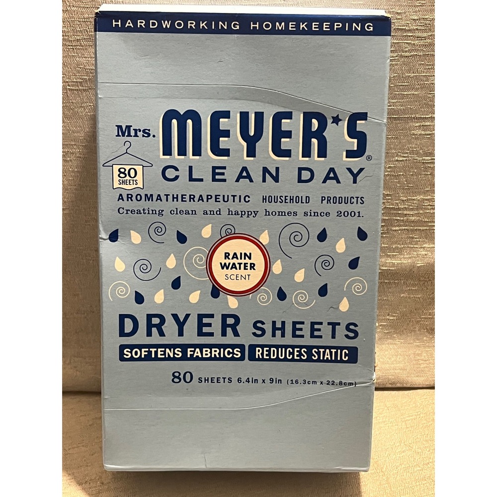 Mrs. Meyer's Clean Day Dryer Sheets Rain Water Scent 80 Count Softens Fabrics